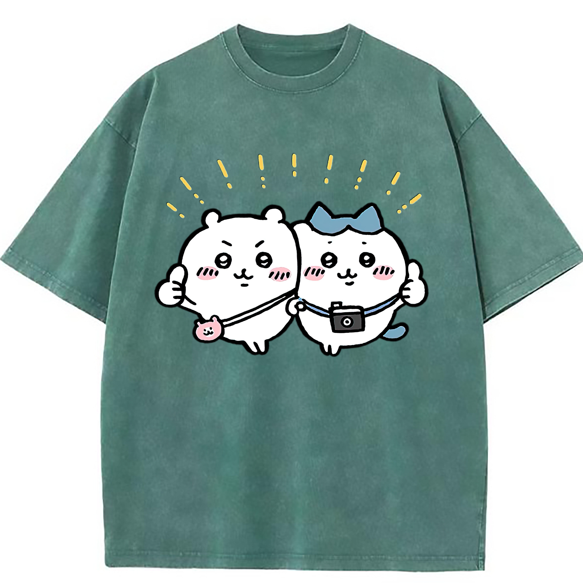 （画像用） ちいかわ ちいかわ Chii-kawa chiikawa 綿100% ヴィンテージ風 半袖Tシャツ（フロントプリント）